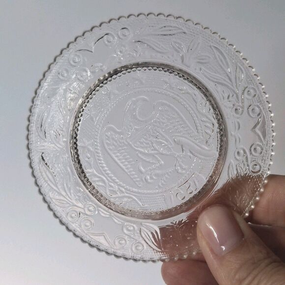 Westmoreland Pressed Glass American Eagle 1831 Patriotic 5 Star 3-5/8" Cup Plate - Picture 2 of 3